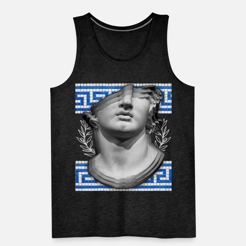 Greece, ancient sculpture, meandering pattern Men's Premium Organic Tank Top