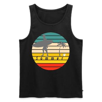 Sommer T Shirt I - Männer Premium Bio Tank Top - Schwarz - Vorne - Michal (187cm)