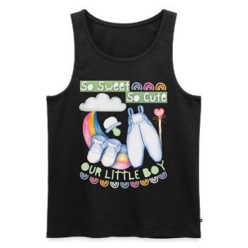 Bébé, bébé garçon, bébé garçon, dire avec arc-en-ciel - Débardeur bio Premium Homme - noir - Devant - AI Model Male 178 light (178cm)