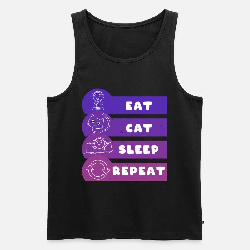 Manger Chat Dormir Répéter - Débardeur bio Premium Homme - noir