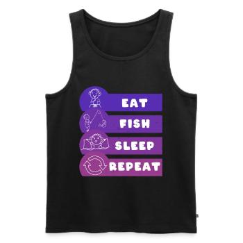 Manger du poisson Sommeil Répéter - Débardeur bio Premium Homme - noir - Devant - Michal (187cm)