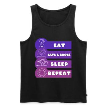 Eat Cats & Books Sleep Repeat - Männer Premium Bio Tank Top - Schwarz - Vorne - Michal (187cm)