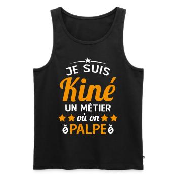 Cadeau Je suis Kiné Humour Citation - Débardeur bio Premium Homme - noir - Devant - Michal (187cm)