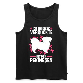 Verrückte mit Pekinese Peking-Palasthund - Männer Premium Bio Tank Top - Schwarz - Vorne - AI Model Male 178 light (178cm)