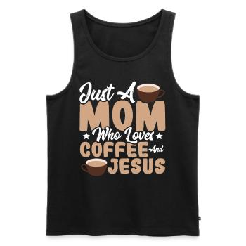 Juste une maman qui aime le café et Jésus - Débardeur bio Premium Homme - noir - Devant - Michal (187cm)