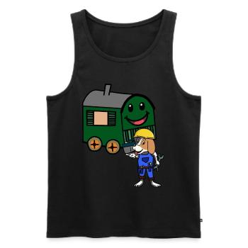 Bauwagen Handwerker Handwerk Zimmermann Hütte - Männer Premium Bio Tank Top - Schwarz - Vorne - Michal (187cm)