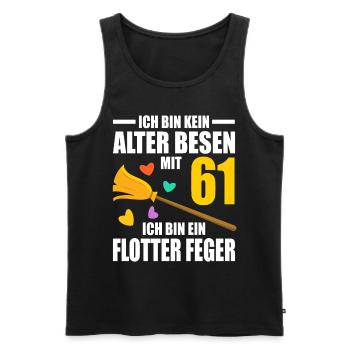 Alter Besen Junger Feger 61 Jahre 61. Geburtstag - Männer Premium Bio Tank Top - Schwarz - Vorne - AI Model Male 178 light (178cm)
