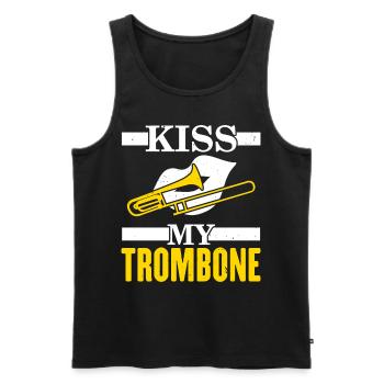 Kiss My Trombone Player Musician Trombonist - Men's Premium Organic Tank Top - black - Front - Michal (187cm)