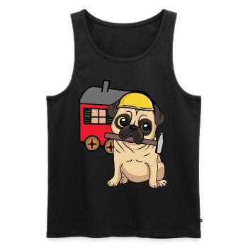 Construction Site Craftsman Dog Pug Construction Trailer Craft - Men's Premium Organic Tank Top - black - Front - Michal (187cm)