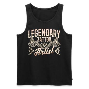 Tatoueur légendaire Tatoueur - Débardeur bio Premium Homme - noir - Devant - AI Model Male 178 light (178cm)