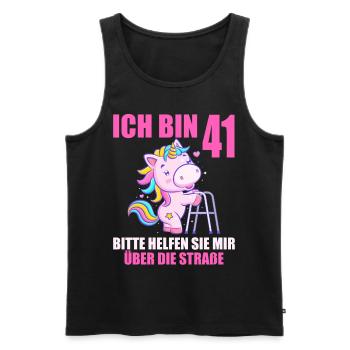 Ich bin 41 Bitte helfen Sie mir über Straße - Männer Premium Bio Tank Top - Schwarz - Vorne - AI Model Male 178 light (178cm)