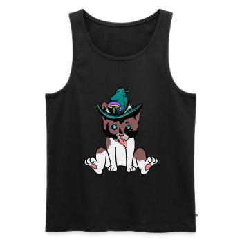freche Katze Zauberer Magie Fantasy zaubern Kind - Männer Premium Bio Tank Top - Schwarz - Vorne - AI Model Male 178 light (178cm)