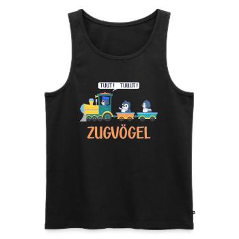 Pinguin Wortspiel Zugvögel Lustiger Spruch Zug - Männer Premium Bio Tank Top - Schwarz - Vorne - AI Model Male 178 light (178cm)