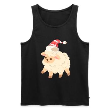 Ugly Christmas Schaf Muster Strick Xmas Christkind - Männer Premium Bio Tank Top - Schwarz - Vorne - Michal (187cm)