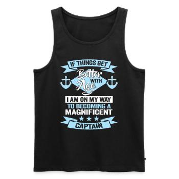 Navigation de plaisance avec Sgler ou Motorboat Skipper - Débardeur bio Premium Homme - noir - Devant - Michal (187cm)