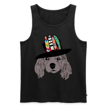 Tête de chien Chien Hippie Freak Chien Amoureux des chiens - Débardeur bio Premium Homme - noir - Devant - Michal (187cm)