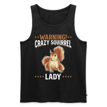 Warning! Crazy Squirrel Lady Funny Squirrel - Men's Premium Organic Tank Top - black - Front - AI Model Male 178 light (178cm)