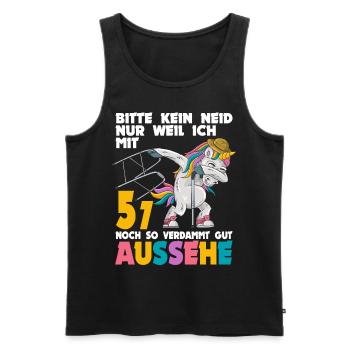 Bitte kein Neid weil mit 59 Jahren gut aussehe - Männer Premium Bio Tank Top - Schwarz - Vorne - Michal (187cm)