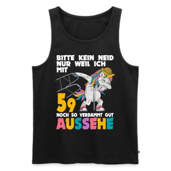 Bitte kein Neid weil mit 59 Jahren gut aussehe - Männer Premium Bio Tank Top - Schwarz - Vorne - AI Model Male 178 light (178cm)