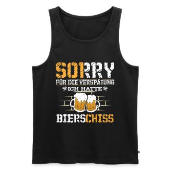 Sorry ich hatte Bierschiss - Männer Premium Bio Tank Top - Schwarz - Vorne - Michal (187cm)