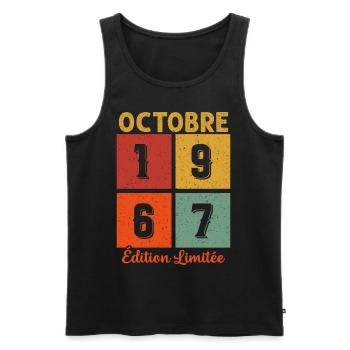 Octobre 1967 Édition limitée - Débardeur bio Premium Homme - noir - Devant - Michal (187cm)