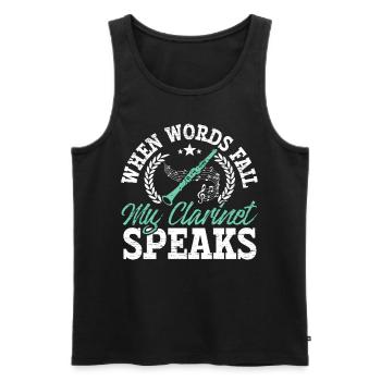 Wenn die Worte versagen, spricht meine Klarinette - Männer Premium Bio Tank Top - Schwarz - Vorne - AI Model Male 178 light (178cm)