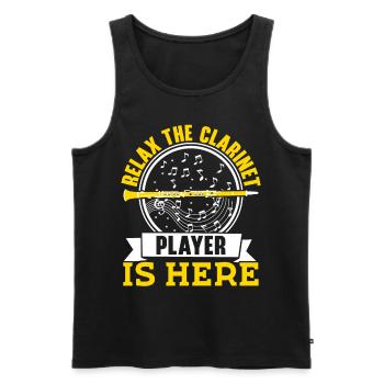 Entspann dich der Klarinettist ist hier Musiker - Männer Premium Bio Tank Top - Schwarz - Vorne - Michal (187cm)