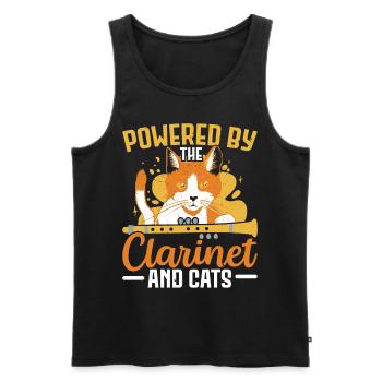 Powered by Clarinet and Cats Clarinetist Musi - Men's Premium Organic Tank Top - black - Front - Michal (187cm)