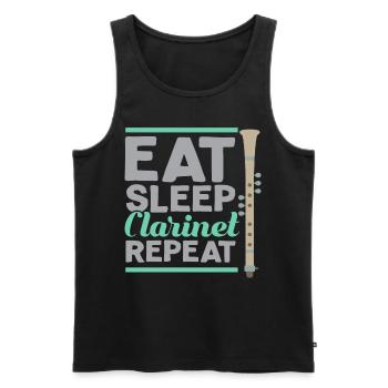 Eat Sleep Clarinet Repeat Klarinette Klarinettist - Men's Premium Organic Tank Top - black - Front - Michal (187cm)