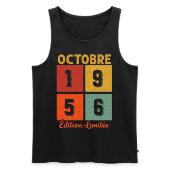 Octobre 1956 Édition limitée - Débardeur bio Premium Homme - noir - Devant - Michal (187cm)