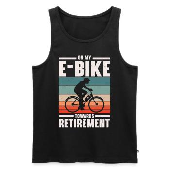 Mon vélo électrique sur le chemin de la retraite Elektrofa - Débardeur bio Premium Homme - noir - Devant - Michal (187cm)