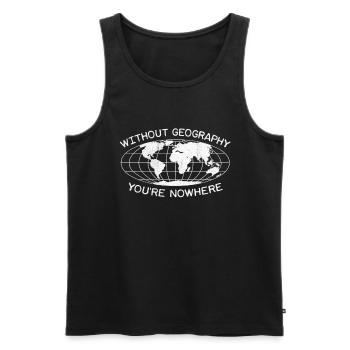 Professeur de géographie Earth Globe Humour - Débardeur bio Premium Homme - noir - Devant - Michal (187cm)