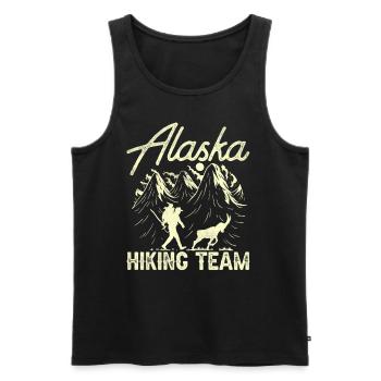 Alaska Randonneurs de l’équipe de randonnée Randonnée Randonnée - Débardeur bio Premium Homme - noir - Devant - AI Model Male 178 light (178cm)