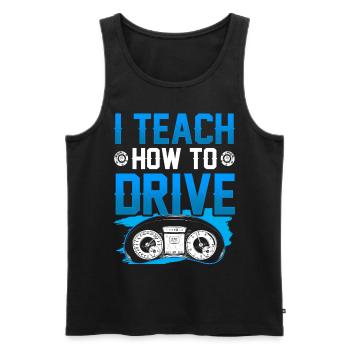 J’apporte la conduite à l’école de conduite Driving Instructor - Débardeur bio Premium Homme - noir - Devant - Michal (187cm)