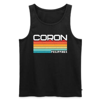Vintage Holiday Trip Coron Philippines Asie - Débardeur bio Premium Homme - noir - Devant - Michal (187cm)