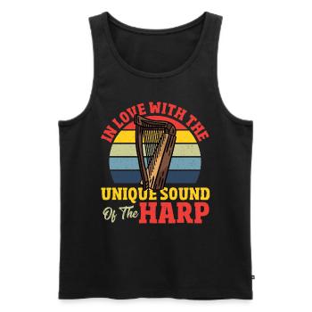 In Love With The Unique Sound Of The Harp Player - Männer Premium Bio Tank Top - Schwarz - Vorne - Michal (187cm)