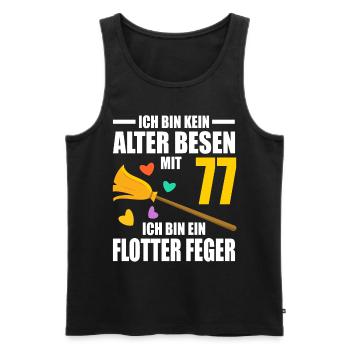 Alter Besen Junger Feger 77 Jahre 77. Geburtstag - Männer Premium Bio Tank Top - Schwarz - Vorne - AI Model Male 178 light (178cm)