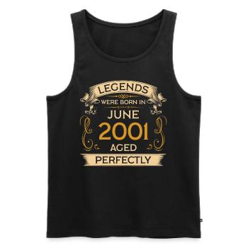 Birthday Legends est né en juin 2001 - Débardeur bio Premium Homme - noir - Devant - Michal (187cm)