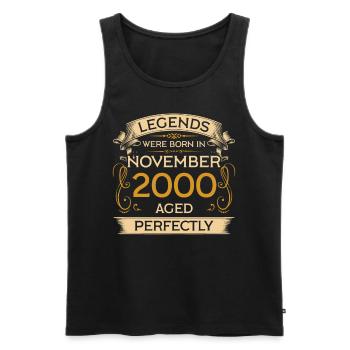 Birthday Legends est né en novembre 2000 - Débardeur bio Premium Homme - noir - Devant - Michal (187cm)