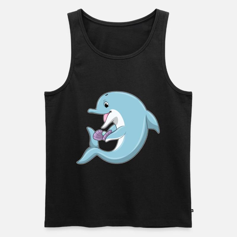 Delfin mit Perle - Männer Premium Bio Tank Top - Schwarz