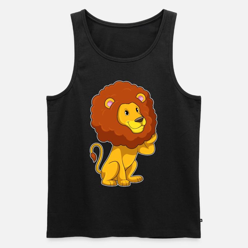 Löwe mit Locken - Männer Premium Bio Tank Top - Schwarz