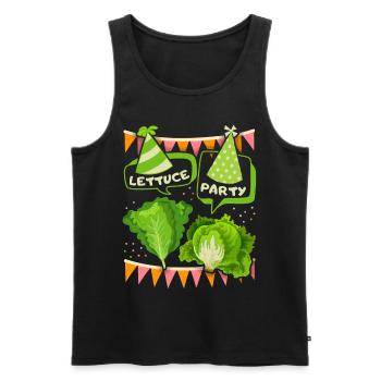 Salade, laitue drôle en disant Let’s party - Débardeur bio Premium Homme - noir - Devant - Michal (187cm)