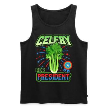 Sellerie, lustiger Spruch, Celery-For-President - Männer Premium Bio Tank Top - Schwarz - Vorne - AI Model Male 178 light (178cm)
