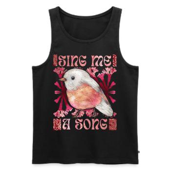 Rotkehlchen, lustiger Spruch, Vogel, Gesang - Männer Premium Bio Tank Top - Schwarz - Vorne - AI Model Male 178 light (178cm)