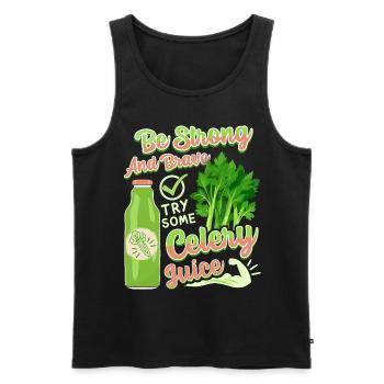 Sellerie, lustiger Spruch, Try-Celery-Juice - Männer Premium Bio Tank Top - Schwarz - Vorne - AI Model Male 178 light (178cm)
