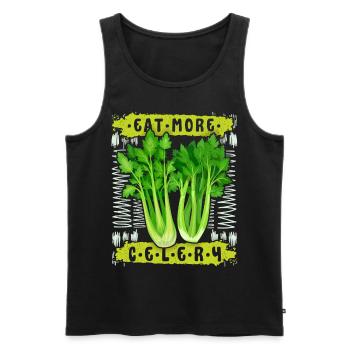 Sellerie, lustiger Spruch Eat-More-Celery - Männer Premium Bio Tank Top - Schwarz - Vorne - AI Model Male 178 light (178cm)
