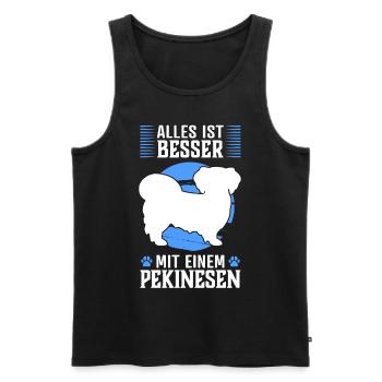 Alles ist besser mit Pekinese Peking-Palasthund - Männer Premium Bio Tank Top - Schwarz - Vorne - Michal (187cm)