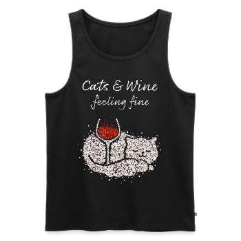 Wine Vino Wine Lover Cat Owner Cat Cat - Men's Premium Organic Tank Top - black - Front - AI Model Male 178 light (178cm)