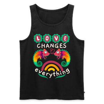 Valentine's Day, chameleon love, funny saying - Men's Premium Organic Tank Top - black - Front - Michal (187cm)