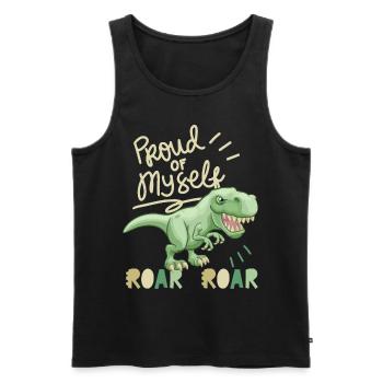 Motivation Inspiration, Dire avec Dinosaur - Débardeur bio Premium Homme - noir - Devant - AI Model Male 178 light (178cm)